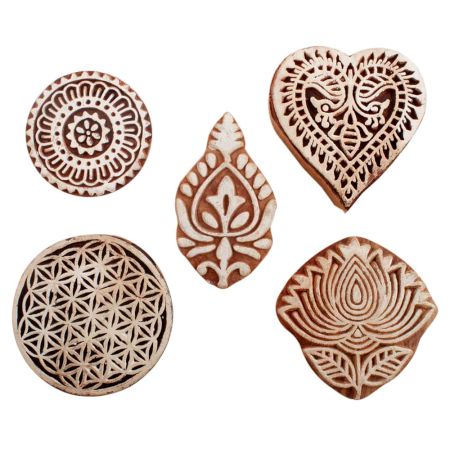 Set of 5 Piece New Mix Wooden Printing Blocks